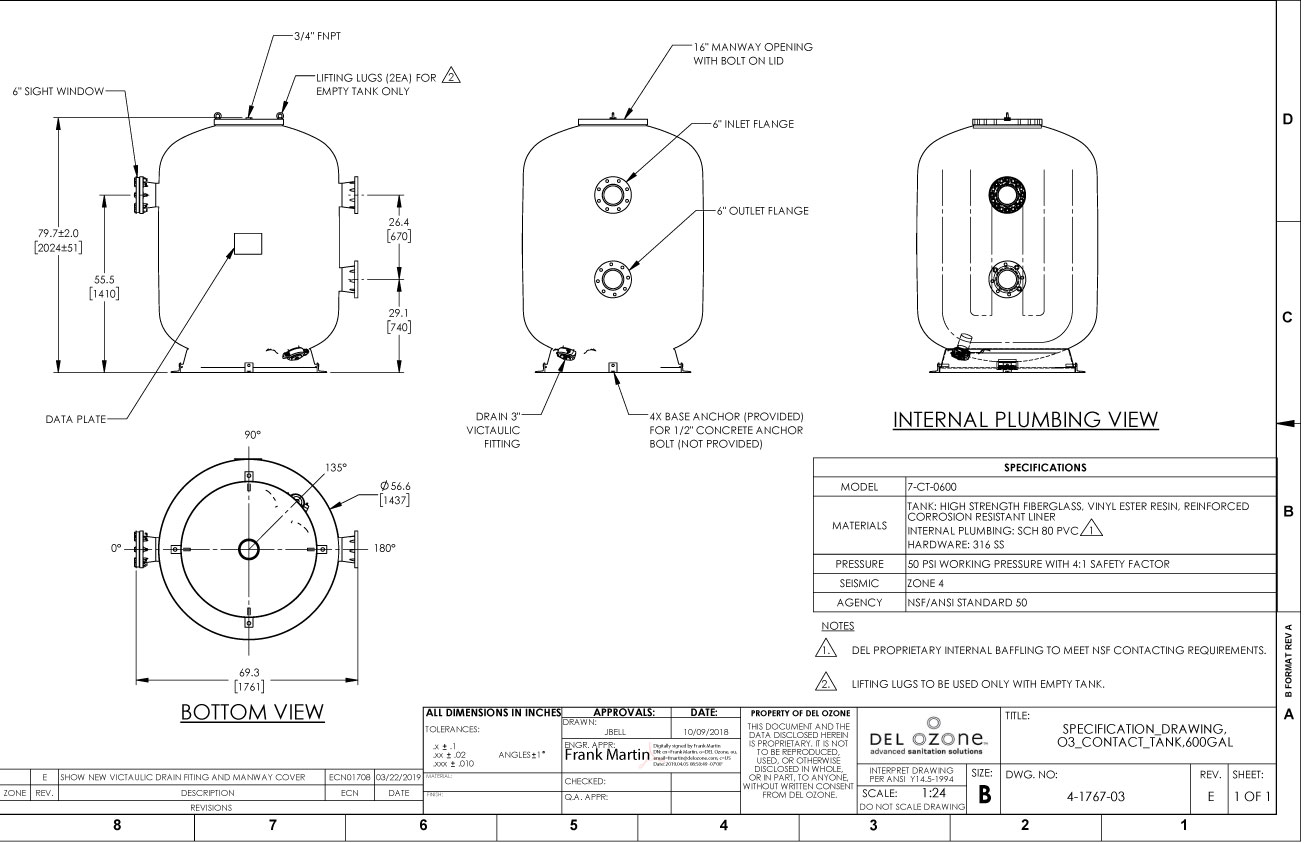 Contact Tank- 600gal, 7-CT-0600 - CMP Commercial